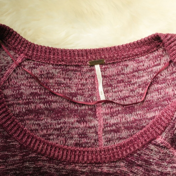 Free People M Burgundy Oversize Sweater - Picture 5 of 5
